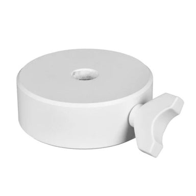 White plastic reel with a handle on a white background