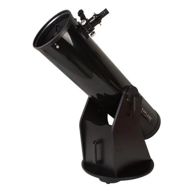 Black telescope on a white background