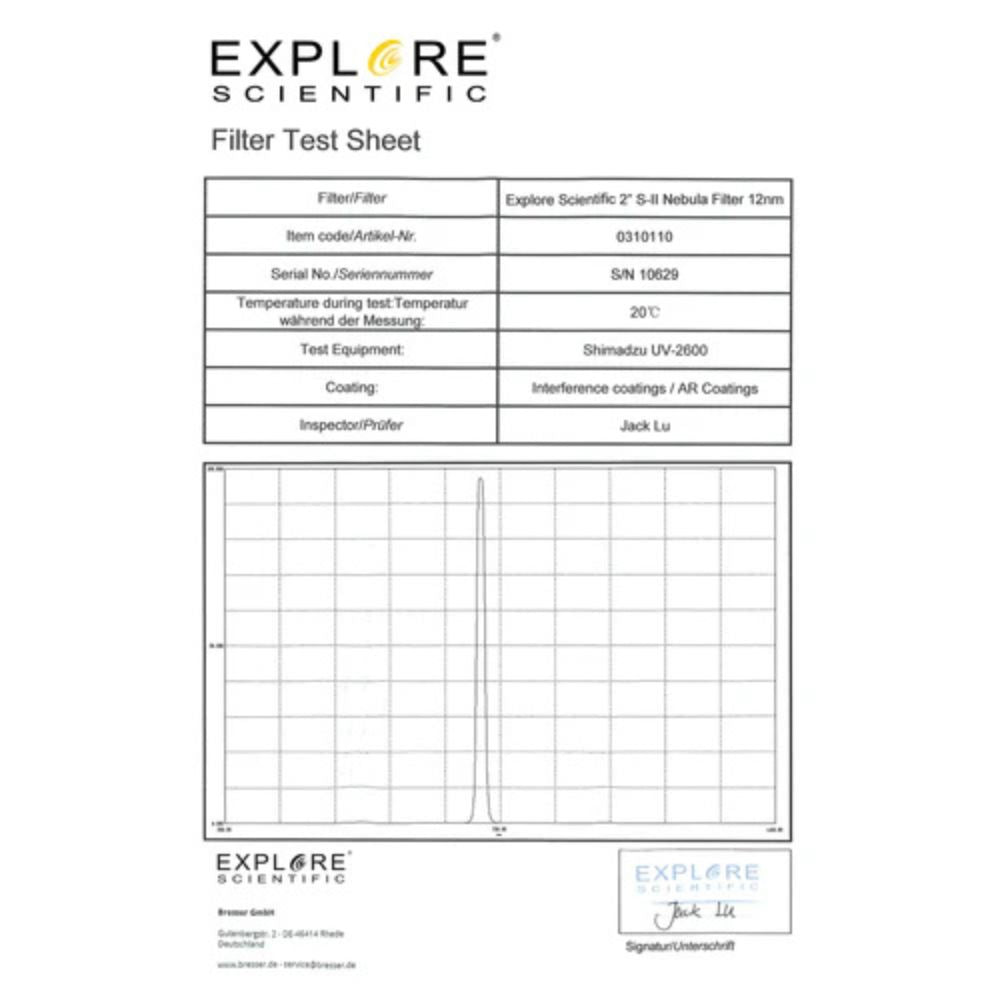 Explore Scientific Nebula Filter S-II 2-inch 12nm