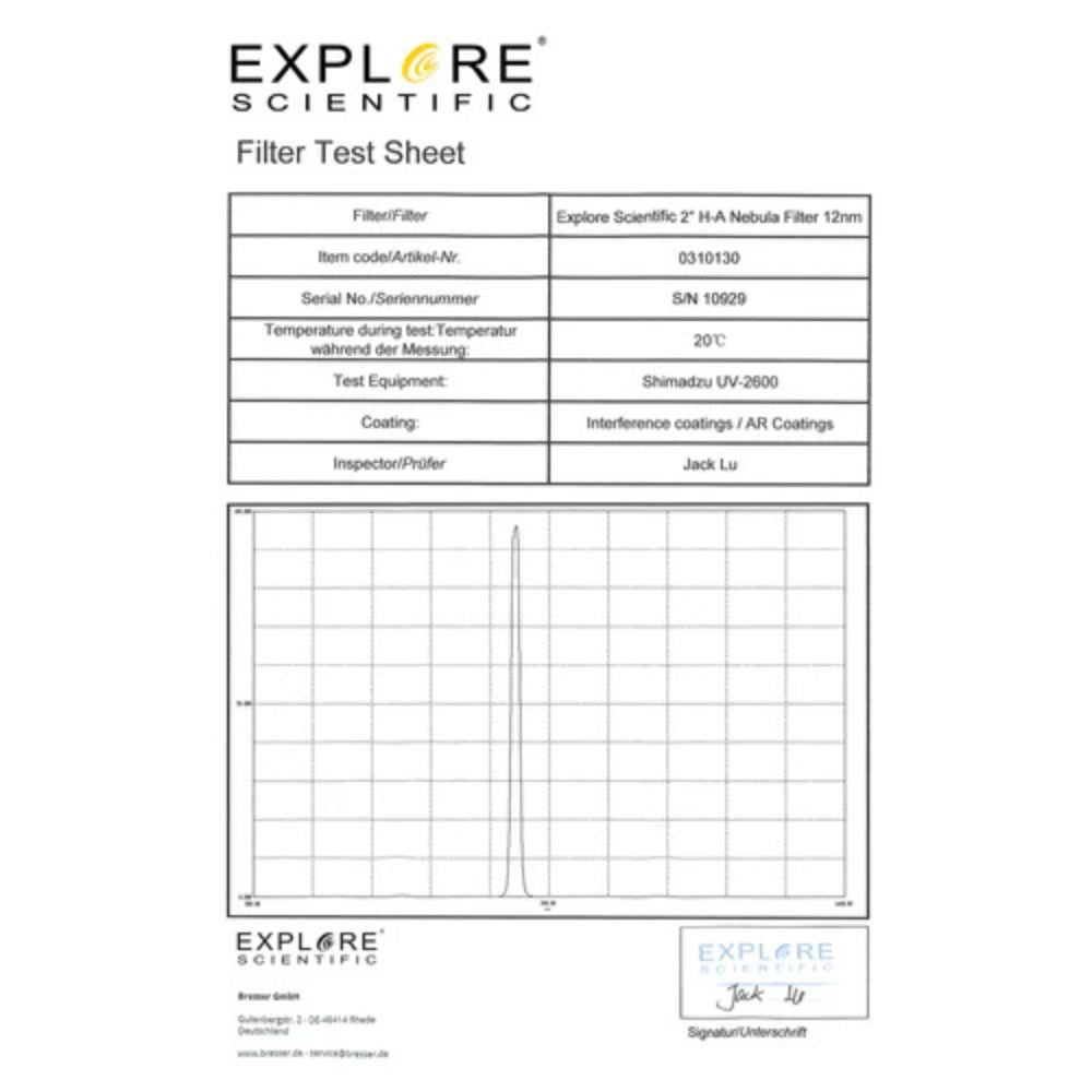Explore Scientific Nebula Filter H-Alpha 2-inch 12nm