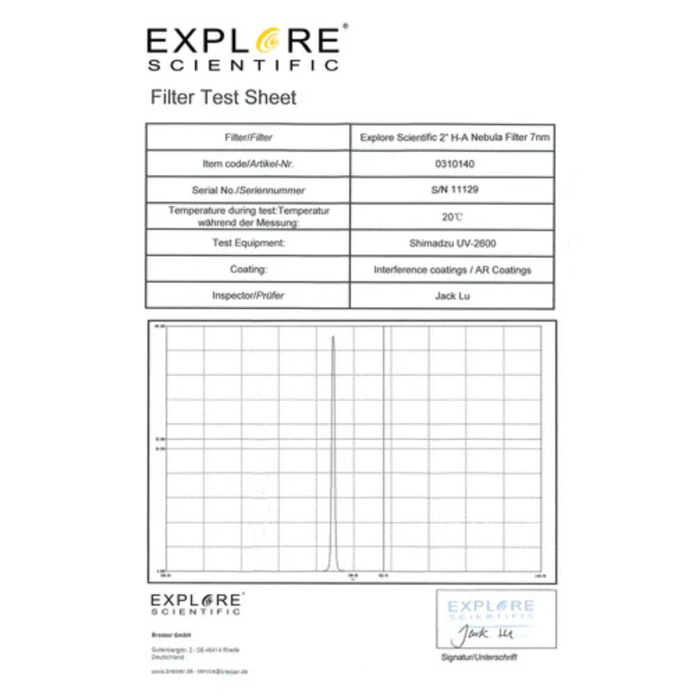 Explore Scientific Nebula Filter H-Alpha 2-inch 7nm