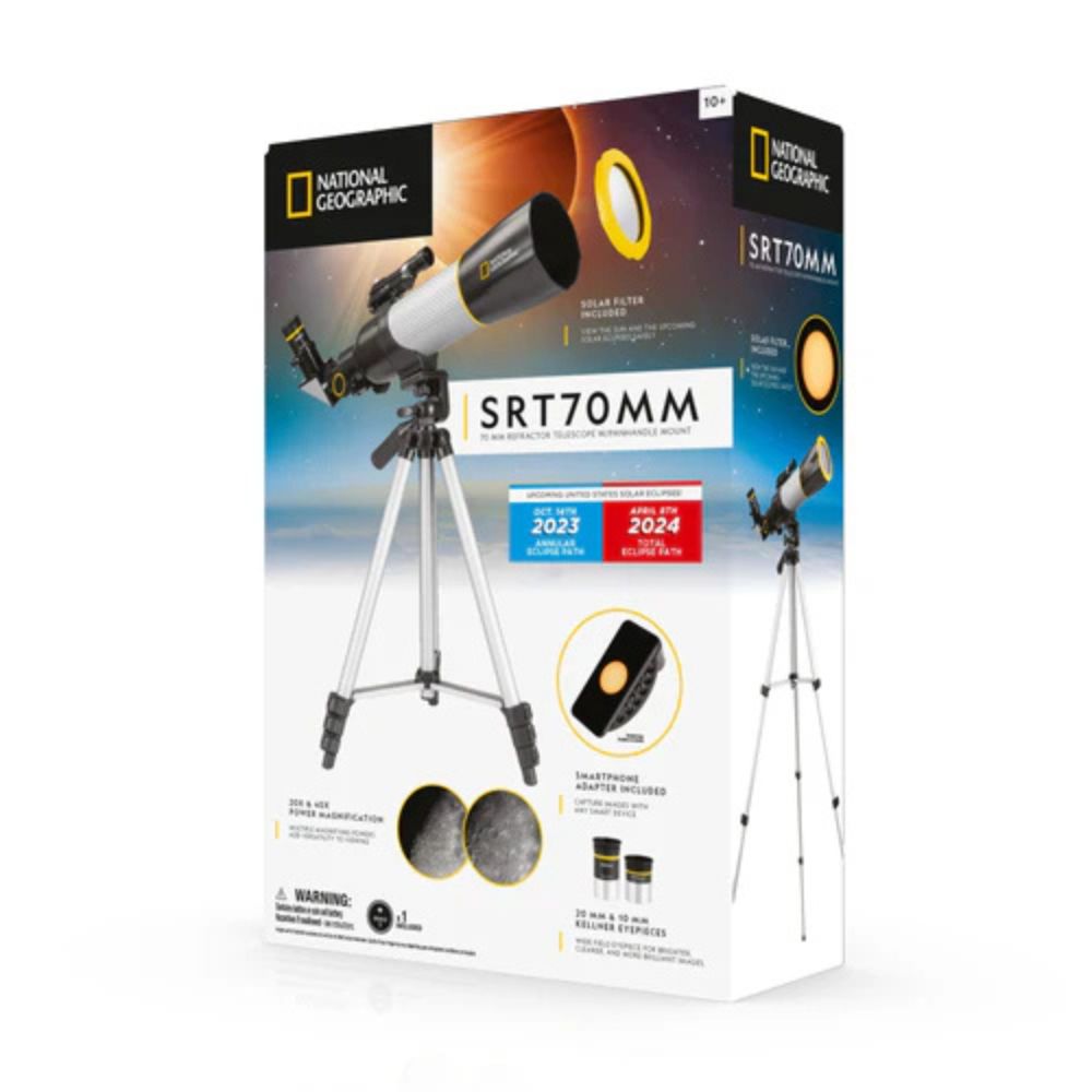 National Geographic SRT70MM 70mm Refractor Telescope with Panhandle Mount and Solar Filter