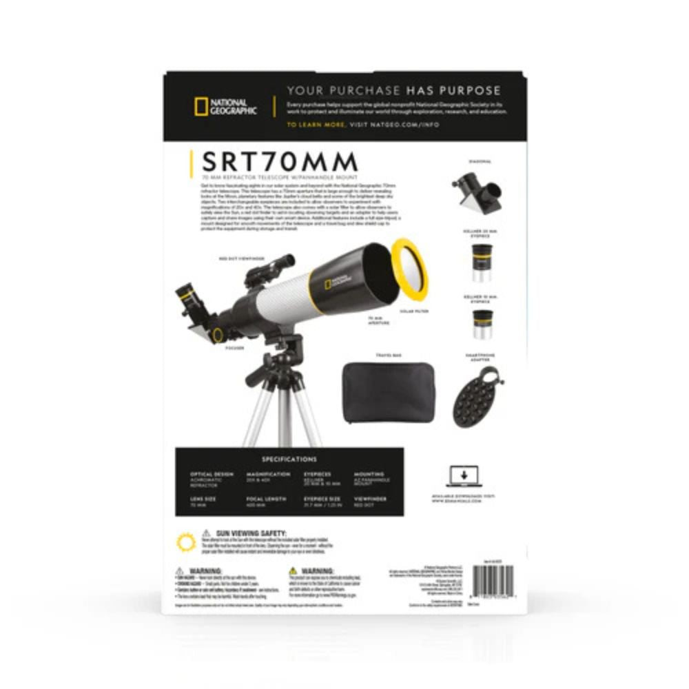 National Geographic SRT70MM 70mm Refractor Telescope with Panhandle Mount and Solar Filter
