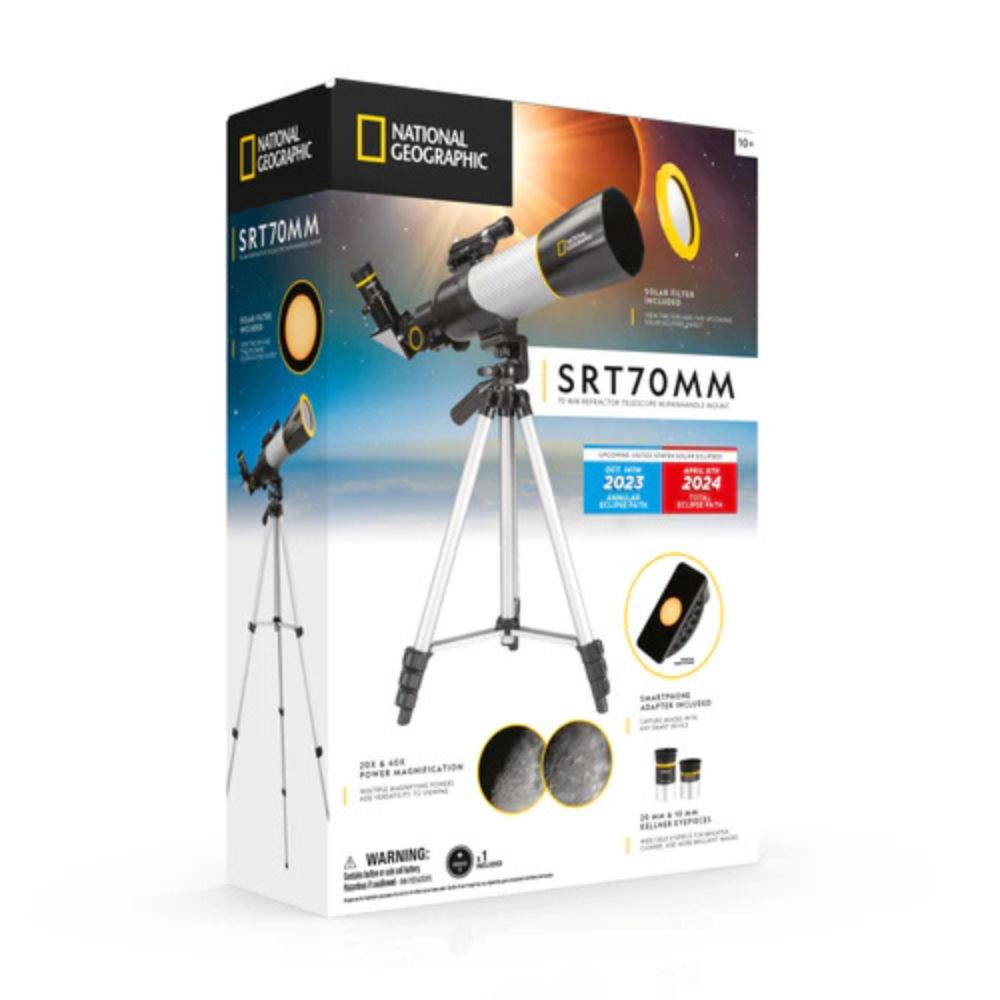 National Geographic SRT70MM 70mm Refractor Telescope with Panhandle Mount and Solar Filter
