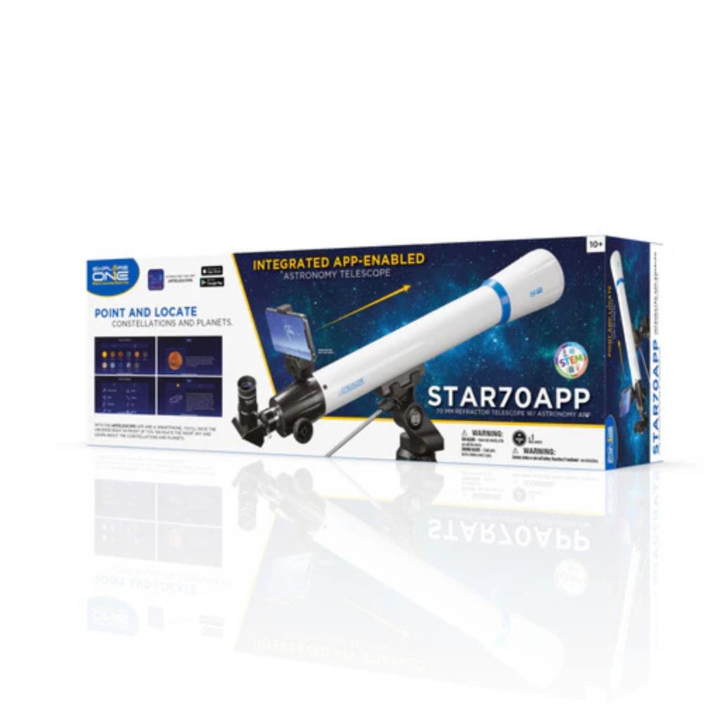 Explore One STAR70APP 70mm Refractor Telescope w/ Panhandle Mount and Astronomy APP