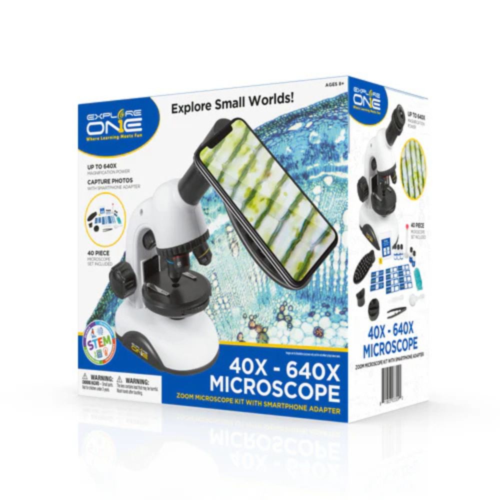 Explore One 40x-640x Zoom Microscope Kit with Smartphone Adapter
