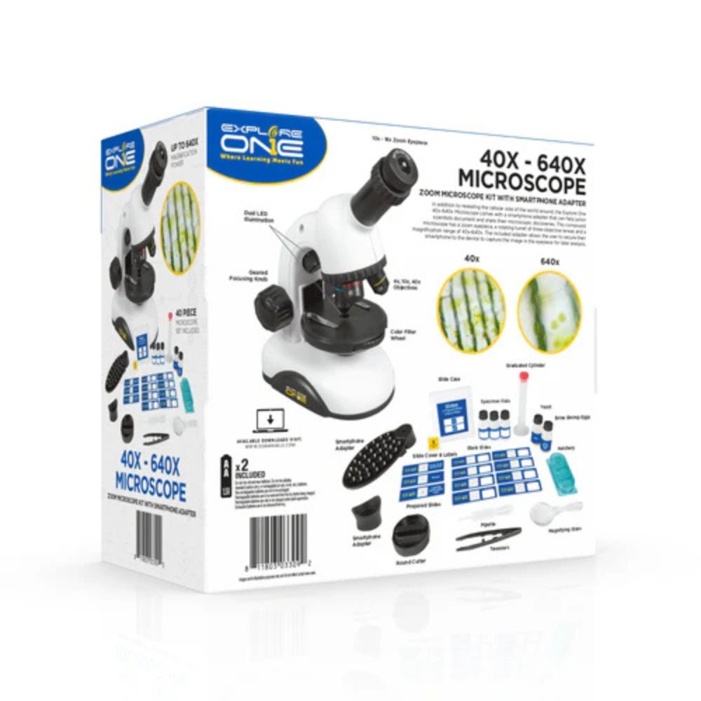 Explore One 40x-640x Zoom Microscope Kit with Smartphone Adapter