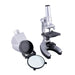 Microscope and magnifying glass on a white background