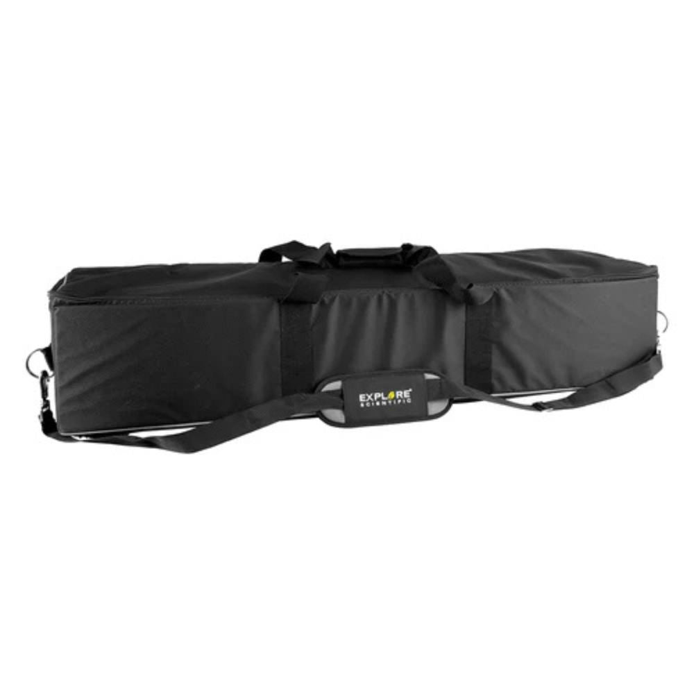 Black carrying bag with straps on a white background