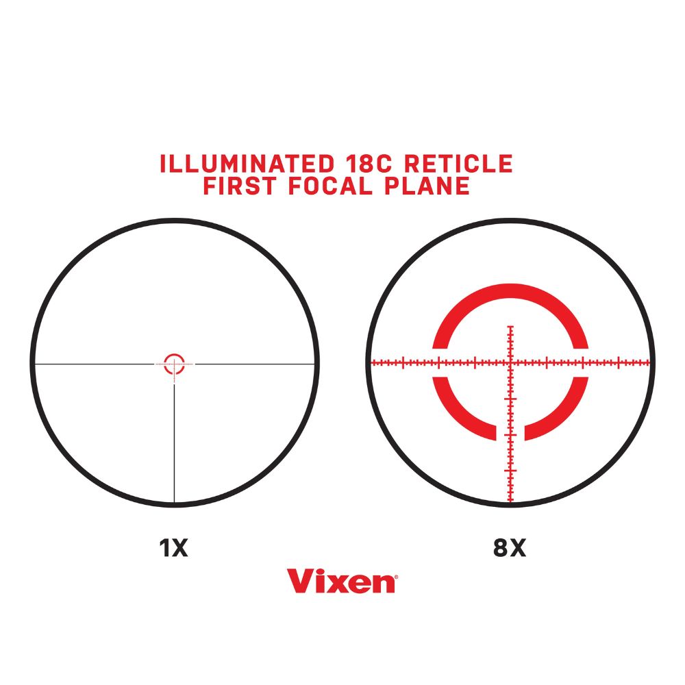Vixen 1-8x28 Riflescope - 28MM Tube Reticle - IR BDC8