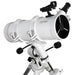 White telescope with black accents on a white background